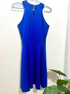 Blue Halter Neck Dress with Mesh Details 🦋💙