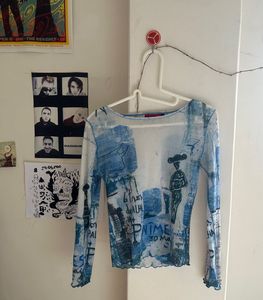 Abstract Print Long Sleeve Top