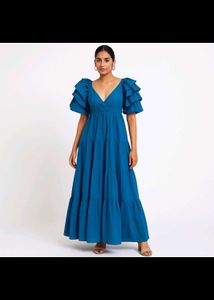 Blue Maxi Length Casual Dress
