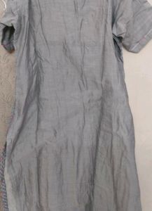 Grey &amp; Pink Embroidered Kurti