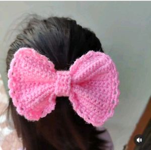 Pink Crochet Hair Bow