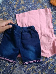 Baby Shirt &amp; Denim Shorts Set 6 - 12 Months