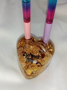 Golden Petals Heart Shape Pen Stand+ Paper Weight