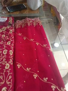 Red &amp; Gold Embroidered Salwar Kameez