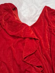 Red Velvet Ruffled Top