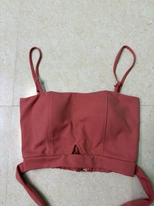 Chic Pink Tie-Up Crop Top🎀
