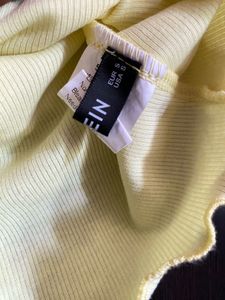 Pastel Yellow Ruffle Trim  Top
