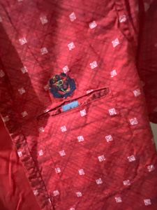 Red Patterned Short Sleeve Shirt