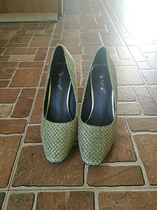 Green Woven Heels