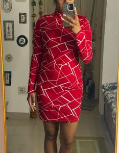Red Geometric Mini Dress