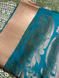 Kanchipuram Pattu  Silk Saree Peacock Colour