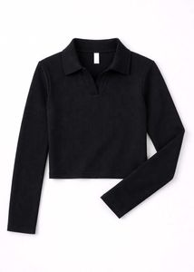 Black Long Sleeve Crop Top