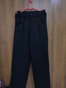Black Mid Rise Pocket Wide Leg Trousers