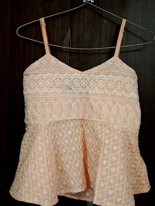 Embroidered Peplum Tank Top