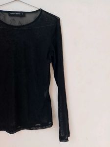 Black Floral Mesh Top.