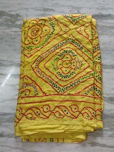 Yellow Bandhani Print Saree