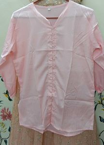 Peach Pink Shirt Type Top XS TO M SIZE