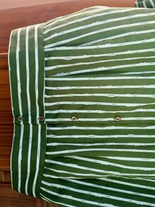 Striped Olive Green Cropped Blouse