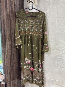 Olive green a line dress