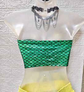 New Metallic Green Fish Scale Design Tube Top