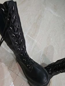 H&amp;M Black Chunky Lace Boots