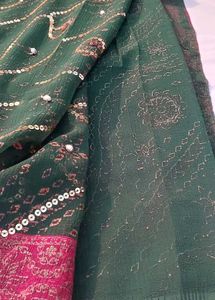 Green Net Saree