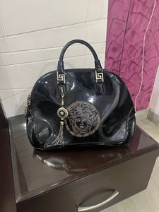 Black Versace Purse With Beautiful Broach
