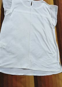 Me.Sense Women White Mesh Casual Top