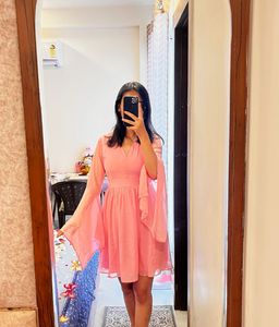 Pink Boho Sleeve Skater Dress