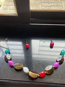 Color full Fancy Beads Mala With Earrings