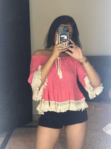 Pink Off-Shoulder Top