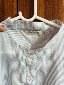 BOMBAY HIGHStriped Shirt with Mandarin Collar