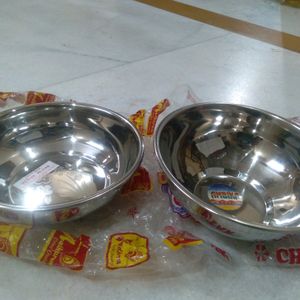 2 Stainless Steel Bowl With Tray