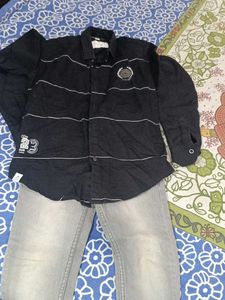 Striped Black Button-Down Shirt