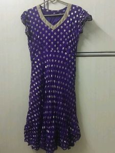 Purple Polka Dot Anarkali Dress for women