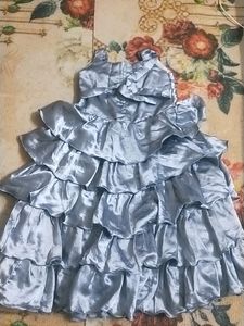 Dark Grey Colour Frill Frock