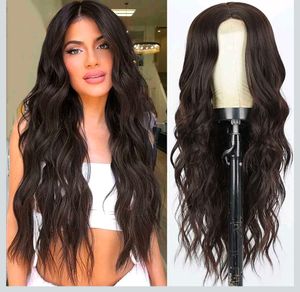 Long Matte Brown Full Head Wigs for Women Wavy