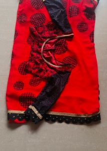 Black and Red Party Wear Georgette Saree