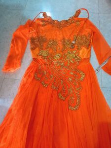 Elegant Orange Ethnic Gown