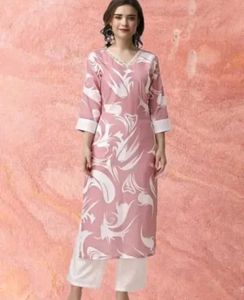Pink Printed Kurta Set