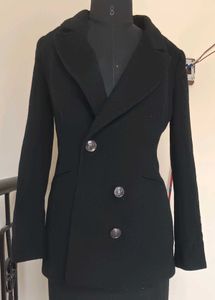 Elegant Black Double-Breasted Coat
