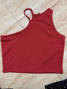 Red One-Shoulder Crop Top