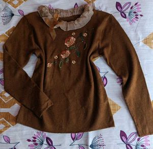 Korean Flower Embroidered Sweater