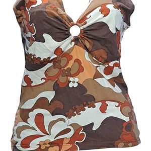 Floral Brown Tank Top