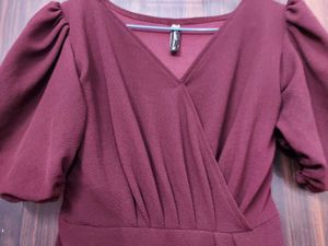 Burgundy Party wear dress (M)