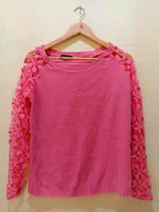 Wool Top / Net Design Sleeves