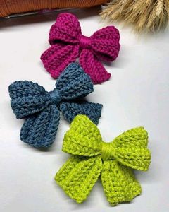Crochet Bow Hair Ties one random colour