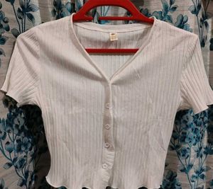Cute White Button-Up Top