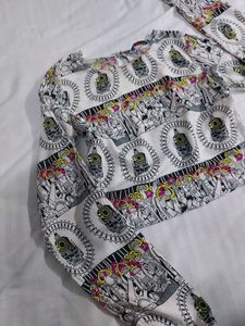 White Printed Crop Top
