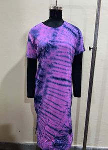 Round Neck Tie Dye Casual Midi Dress